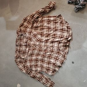 Terra & Sky Tan Plaid Button-Down Shirt